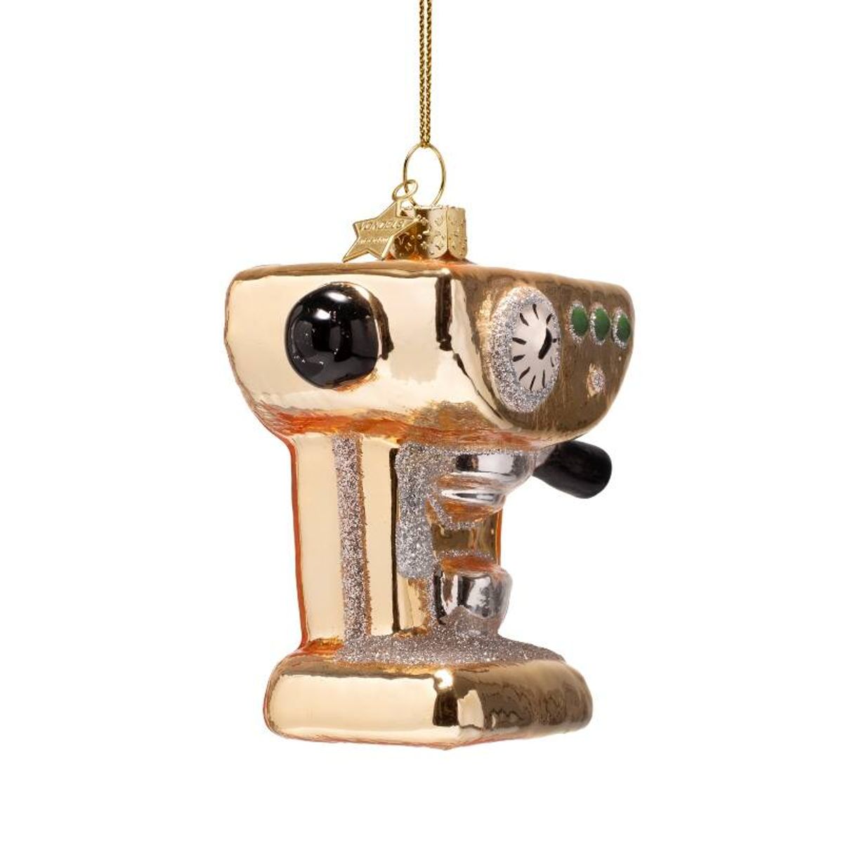 Ornament glass shiny gold coffee machine H9cm