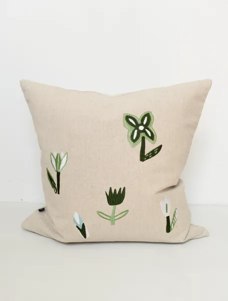 Bilde av Tulip Embroidered Cushion Cover Green