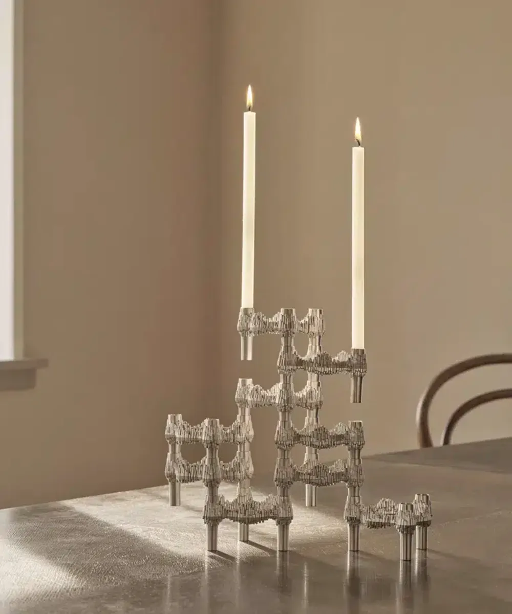 STOFF Nagel Quist Candle Holder - Brushed Chrome