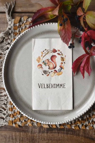 Hovedbilde Serviett Velbekomme – Ekorn – 33×44 ...