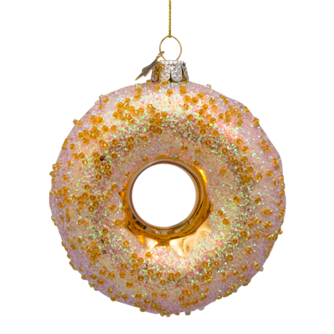 Hovedbilde Ornament glass gold donut w/gold glitter and ...