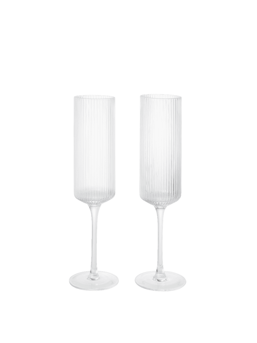 Ripple Champagne Flutes - Clear (Set of 2)