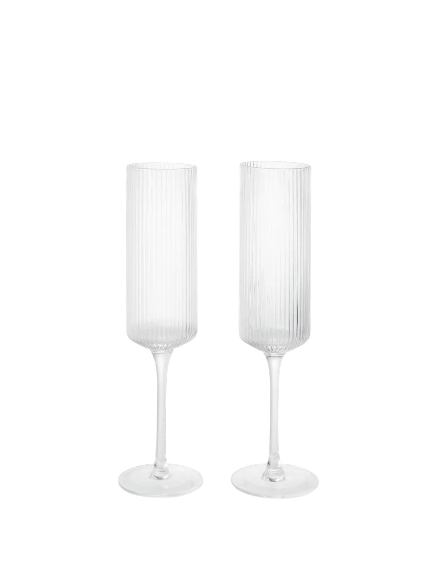 Ripple Champagne Flutes - Clear (Set of 2)