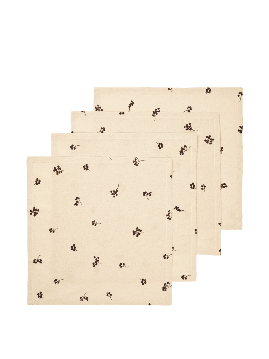 Baies Napkins - Set of 4 - Natural/Dark Chocolate